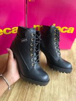 Bota Feminina Moleca Coturno Com Cadarço Preta Original