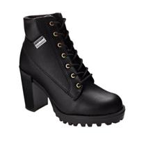 Bota Feminina Moleca Coturno Tratorada Cadarço Salto Alto