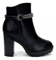 Bota Feminina Moleca Detalhe Strass Black Diamond