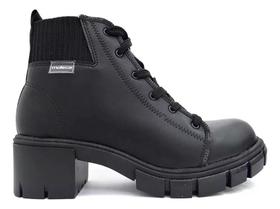 Bota Feminina Moleca Salto Bloco Estilo Coturno