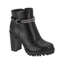 Bota Feminina Moleca Zíper Tira Strass Preto