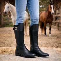 Bota Feminina Montaria Cano Alto Confortável Solado Antiderrapante