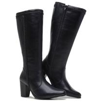 Bota Feminina Montaria Cano Alto Em Couro Legítimo Salto Bloco Confortável 1807 Bota Feminina Montaria Cano Alto Em Couro Legítimo Salto Bloco Confortável 1807