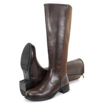 Bota Feminina Montaria Cano Alto Longo Café
