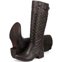 Bota Feminina Montaria Cano Alto Matelasse Couro Bota Feminina Montaria Cano Alto Matelasse Couro