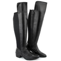 Bota Feminina Montaria Casual Cano Alto Elástico Conforto