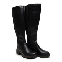 Bota Feminina Montaria Casual Cano Alto Solado Tratorado