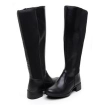 Bota Feminina Montaria Casual Cano Alto Solado Tratorado