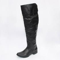 Bota Feminina Montaria de couro modelo over 206 preto