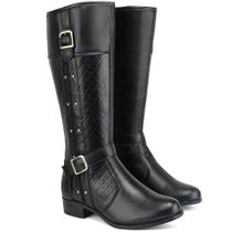 Bota Feminina Montaria Enfeite Fivela Salto Baixo Zíper Bota Feminina Montaria Enfeite Fivela Salto Baixo Zíper