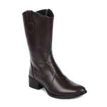 Bota feminina montaria material ecológico zíper