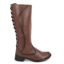 Bota Feminina Montaria Moderna Cano Longo De Amarrar Moda Inverno Elegante