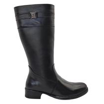Bota Feminina Montaria Preto Cano Longo em Couro 137