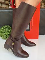 Bota Feminina Montaria Ramarim Cano Longo Salto Bloco 2665104 Cor:MarromTamanho:34
