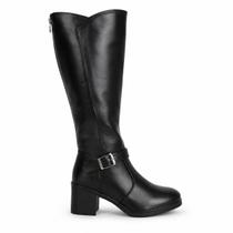 Bota Feminina Mooncity Montaria Cano Alto Preta Salto 6cm Bota Feminina Mooncity Montaria Cano Alto Preta Salto 6cm