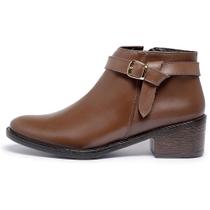 Bota Feminina Novidade Cano Curto Couro Legítimo Estilo Salto Cor Café