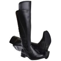 Bota Feminina Over Knee Preta Cano Alto Longo Cadarço Ziper Lateral Confortável Bota Feminina Over Knee Preta Cano Alto Longo Cadarço Ziper Lateral Confortável