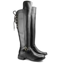 Bota Feminina Over Montaria Cano Alto Zíper Moderna Inverno