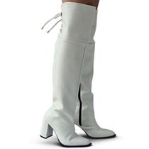 Bota Feminina Over Salto Alto Off-White - Europa Cor:Off-WhiteTamanho:38