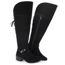 Bota Feminina Over The Knee Casual Fechamento Zíper Moderna