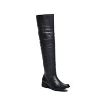 Bota Feminina Over The Knee Couro Cano Alto Zíper Moderna