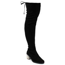 Bota Feminina Over The Knee Salto Grosso Strass Cano Longo