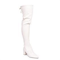 Bota Feminina Over The Knee Stretch Bico Fino Salto Grosso