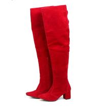 Bota Feminina Over-the-knee Vermelha Cano Super Longo Lançamento - Lirom