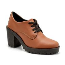 Bota Feminina Oxford Cano Curto Salto Grosso Tratorada 33 ao 40