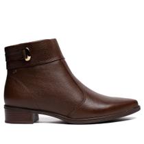 Bota Feminina Pegada Burnished Couro Salto Bloco Marrom