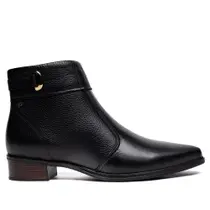 Bota Feminina Pegada Burnished Couro Salto Bloco Preto Bota Feminina Pegada Burnished Couro Salto Bloco Preto