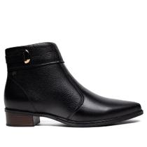 Bota Feminina Pegada Burnished Couro Salto Bloco Preto