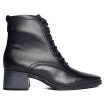 Bota Feminina Pegada Cano Curto Couro e Cadarço Preto Bota Feminina Pegada Cano Curto Couro e Cadarço Preto