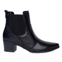 Bota Feminina Pegada Cano curto Couro Preto