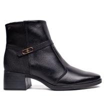 Bota Feminina Pegada Cano Curto Couro Preto