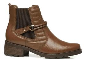 Bota Feminina Pegada Cano Curto Salto Baixo Bloco Couro Bota Feminina Pegada Cano Curto Salto Baixo Bloco Couro