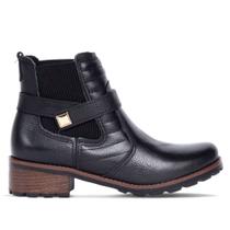 Bota Feminina Pegada Chelsea Tratorada em Couro Preto