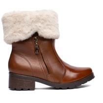 Bota Feminina Pegada Cities Cano Curto Com Pelo Marrom Bota Feminina Pegada Cities Cano Curto Com Pelo Marrom