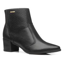 Bota Feminina Pegada Couro Cano Baixo Bico Fino Inverno