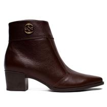 Bota Feminina Pegada Couro Salto Bloco Marrom Bota Feminina Pegada Couro Salto Bloco Marrom