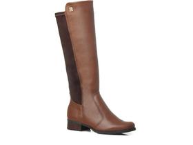 Bota Feminina Pegada Elastico Montaria Cano Longo Couro Salto Baixo