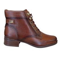 Bota feminina pegada em couro legitimo na cor pinhão 282013-02