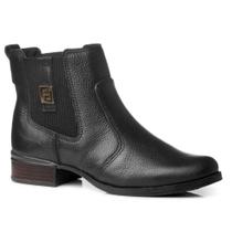 Bota Feminina Pegada Salto Baixo CB Burnished Preta 282003