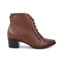 Bota Feminina Pegada Salto Bloco Couro Marrom Terracota 2805