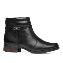 Bota Feminina Pegada Salto Médio Bloco Cano Curto Couro Bota Feminina Pegada Salto Médio Bloco Cano Curto Couro