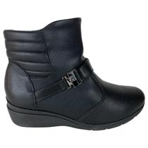 Bota Feminina Piccadilly Cano Curto Salto Anabela Ortopedico