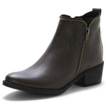 Bota Feminina Pórtice Em Couro Zíper Sola Preta