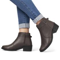 Bota Feminina Pórtice Fivela Cano Curto Com Zíper