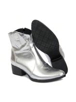 Bota Feminina Prata/Preta Country Texana Western Bico Fino Rodeio Cano Médio Montaria Faroeste Confo