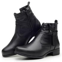Bota feminina preta cano curto botinha de couro Bota feminina preta cano curto botinha de couro